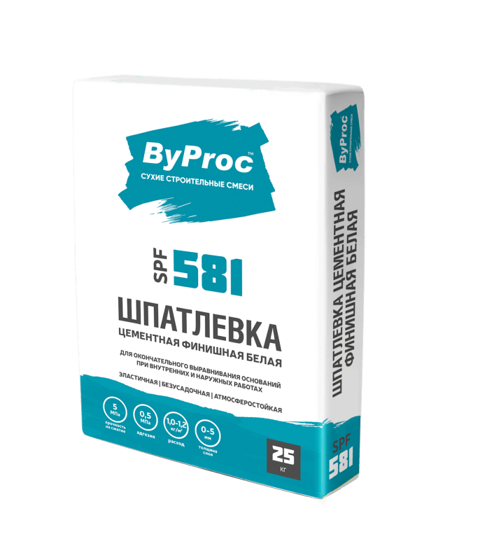 Шпатлевка цементная финишная белая ByProc SPF-581