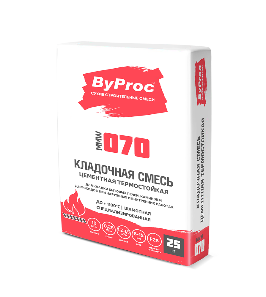 Кладочная смесь цементная термостойкая ByProc MMW-070