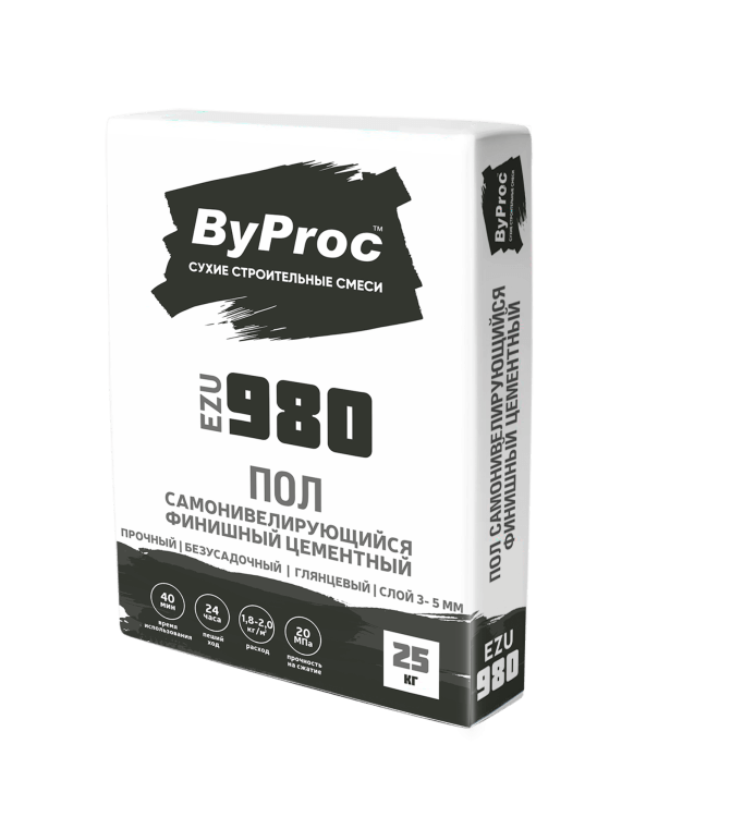 Пол самонивелирующийся финишный цементный ByProc EZU-980