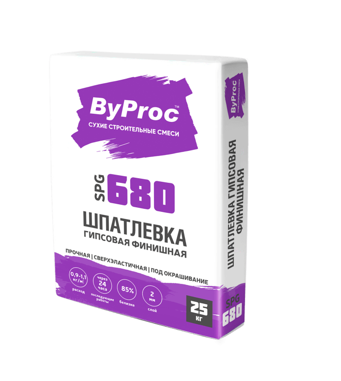 Шпатлевка гипсовая финишная ByProc SPG-680