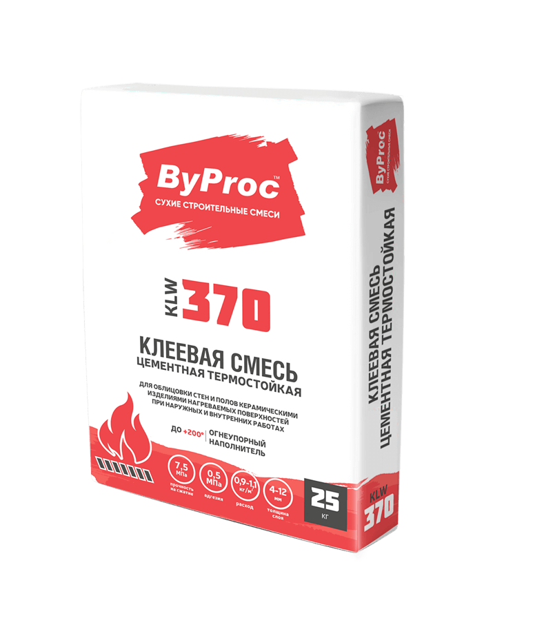 Клеевая смесь цементная термостойкая ByProc KLW-370