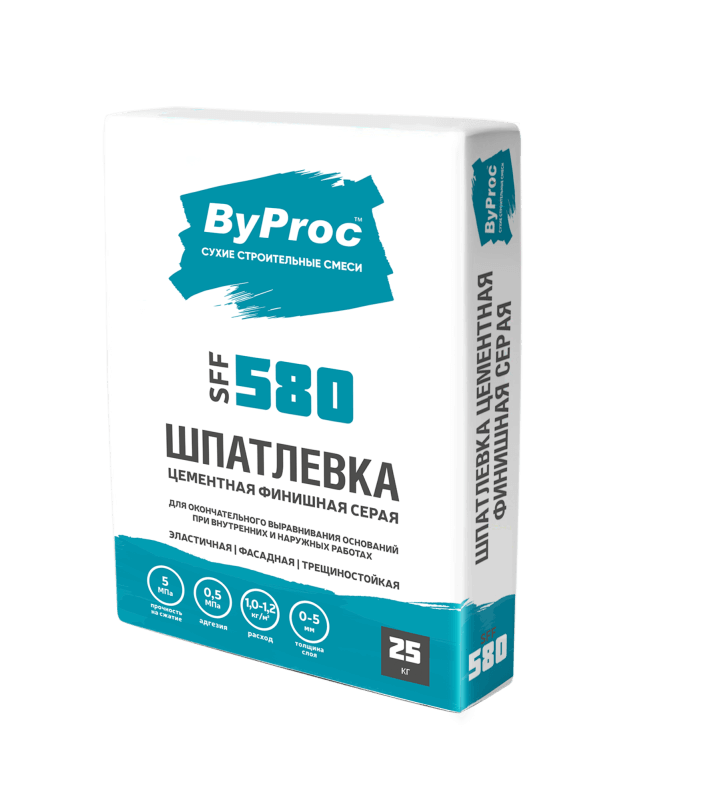 Шпатлевка цементная финишная серая ByProc SFF-580