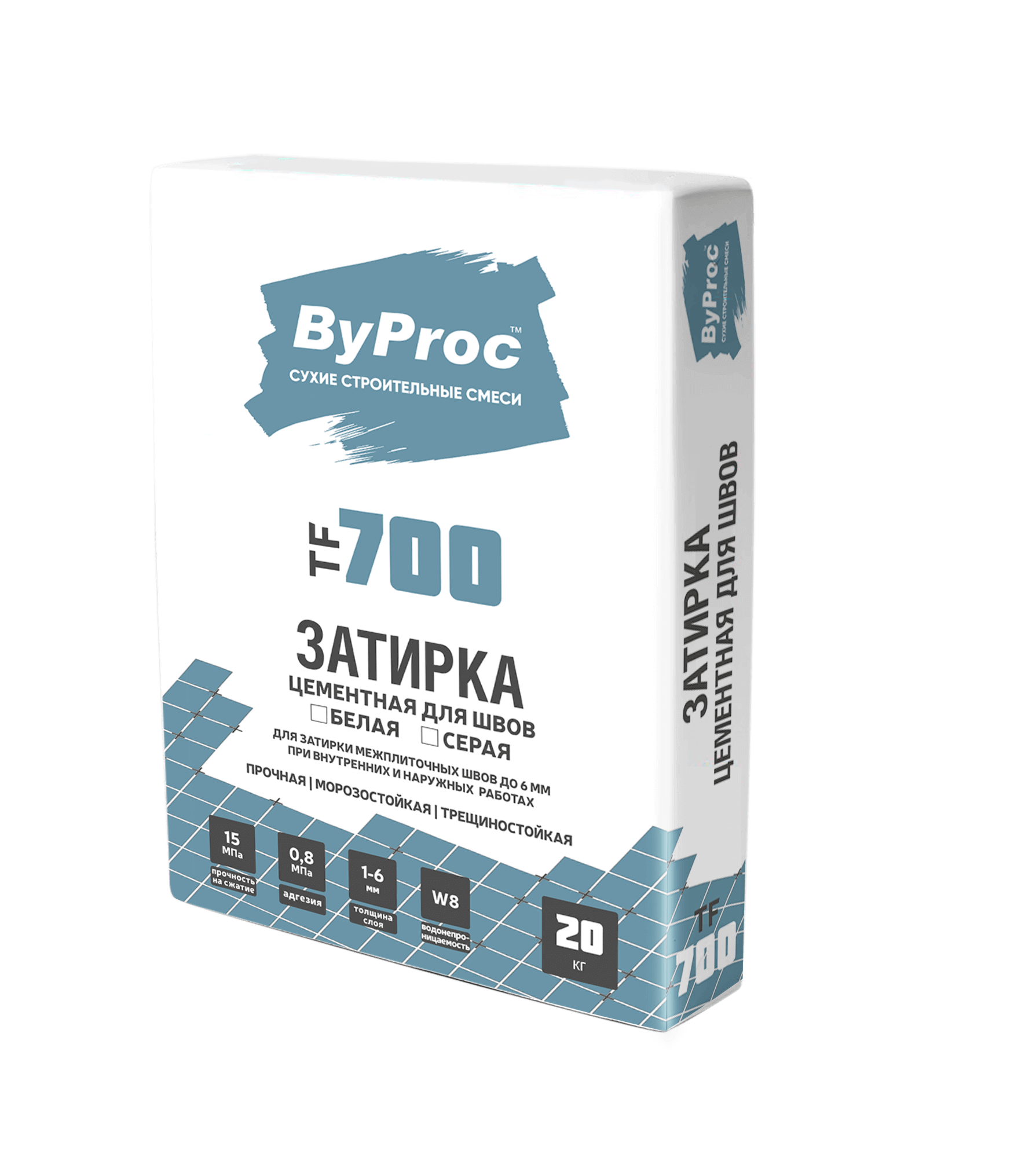 Затирка цементная для швов (белая/серая) ByProc TF-700